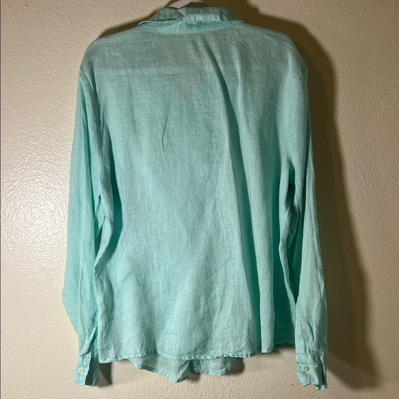 CP Shades women’s linen Aqua Long Sleeve Shirt - Picture 2 of 11